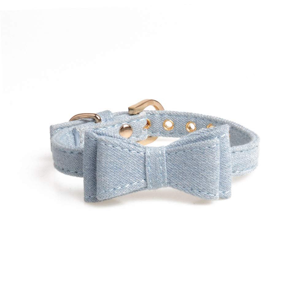 Soft, Comfortable Adjustable Dog Collar with Blue Bow