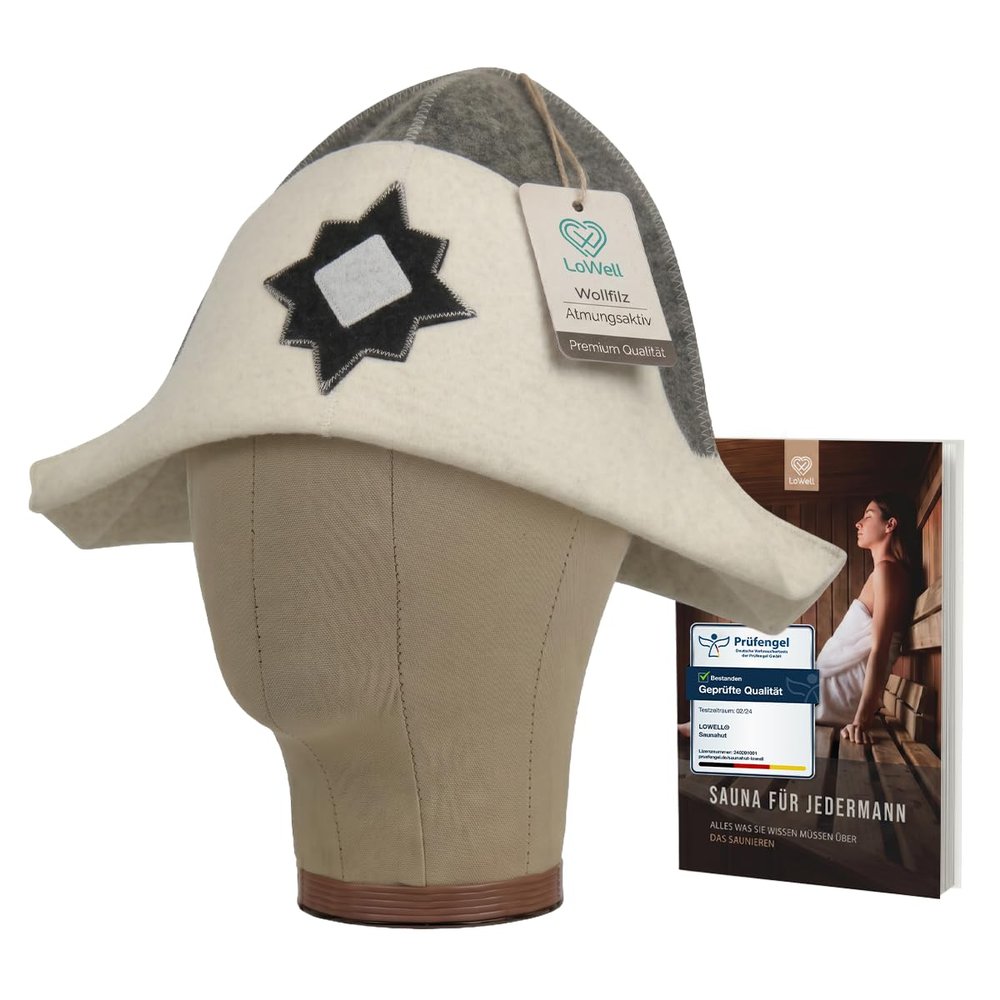 LoWell Sauna Hat for Women & Men, Wool Felt, Napoleon Design
