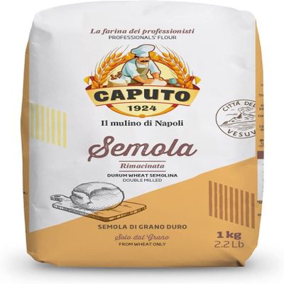 6 x Caputo Il Mulino di Napoli Semola Rimacinata Durum Wheat Semolina, High Elasticity, 1 kg, for Pizza