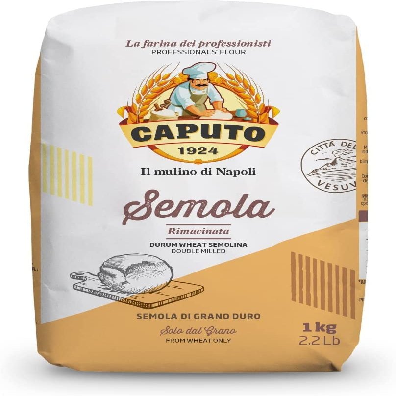 6 x Caputo Il Mulino di Napoli Semola Rimacinata Durum Wheat Semolina, High Elasticity, 1 kg, for Pizza