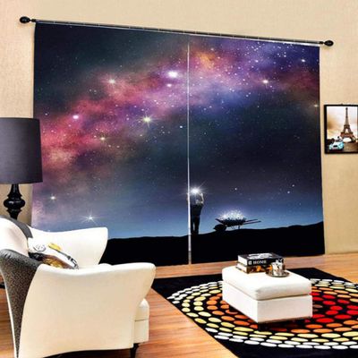 ZYWGG Blackout Curtains, Night Galaxy Landscape, 2 Panels