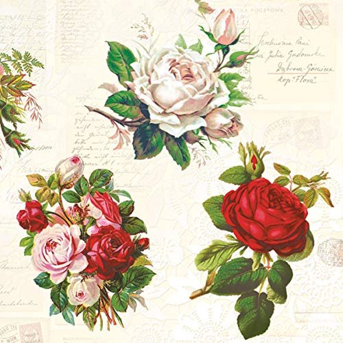 20 Vintage English Rose Napkins