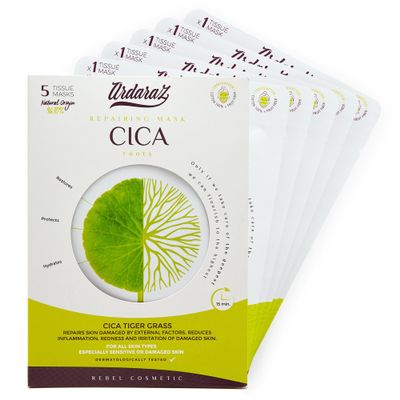 Ardaraz Cica Soothing Face Sheet Masks with Centella Asiatica, 5-Pack