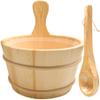 Sauna Wooden Bucket and Ladle Set with Liner view 1