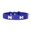 Mdurian Genuine Leather Metal Bone Stud Dog Collar - Adjustable for Small to Medium Dogs (L, Royal Blue) view 1