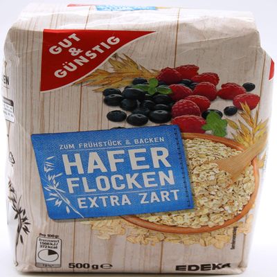 Gut & Günstig Extra Fine Rolled Oats, Pack of 15 (15 x 500 g)