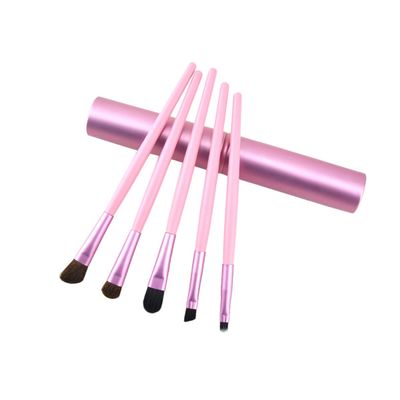 5-Piece Pink Eyeshadow Brush Set with Genuine Wood Handles