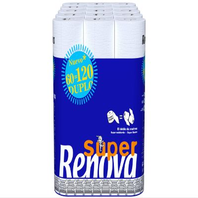 Renova Super Duplo Toilet Paper, 60 Double Rolls (Equivalent to 120 Standard Rolls)