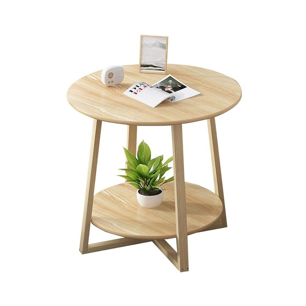 FLBT Wooden Two-Tier Small Table, 40 × 50 cm, Height Options 50/60/70 cm