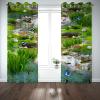 Daesar Blackout Curtains, Polyester 2-Piece Set, Butterflies and Fish, 274 x 244 cm, Green view 3