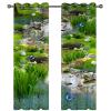 Daesar Blackout Curtains, Polyester 2-Piece Set, Butterflies and Fish, 274 x 244 cm, Green view 4