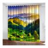 Daesar Blackout Curtains with Mountain and Sunrise Design, 2-Piece Set, Green, 274 x 138 cm view 1