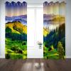 Daesar Blackout Curtains with Mountain and Sunrise Design, 2-Piece Set, Green, 274 x 138 cm view 3