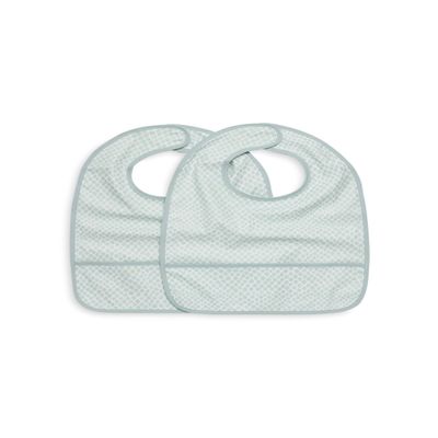 Jollein 029-864-65345 Waterproof Bibs, Snake Pattern, Mint/White, 2-Pack
