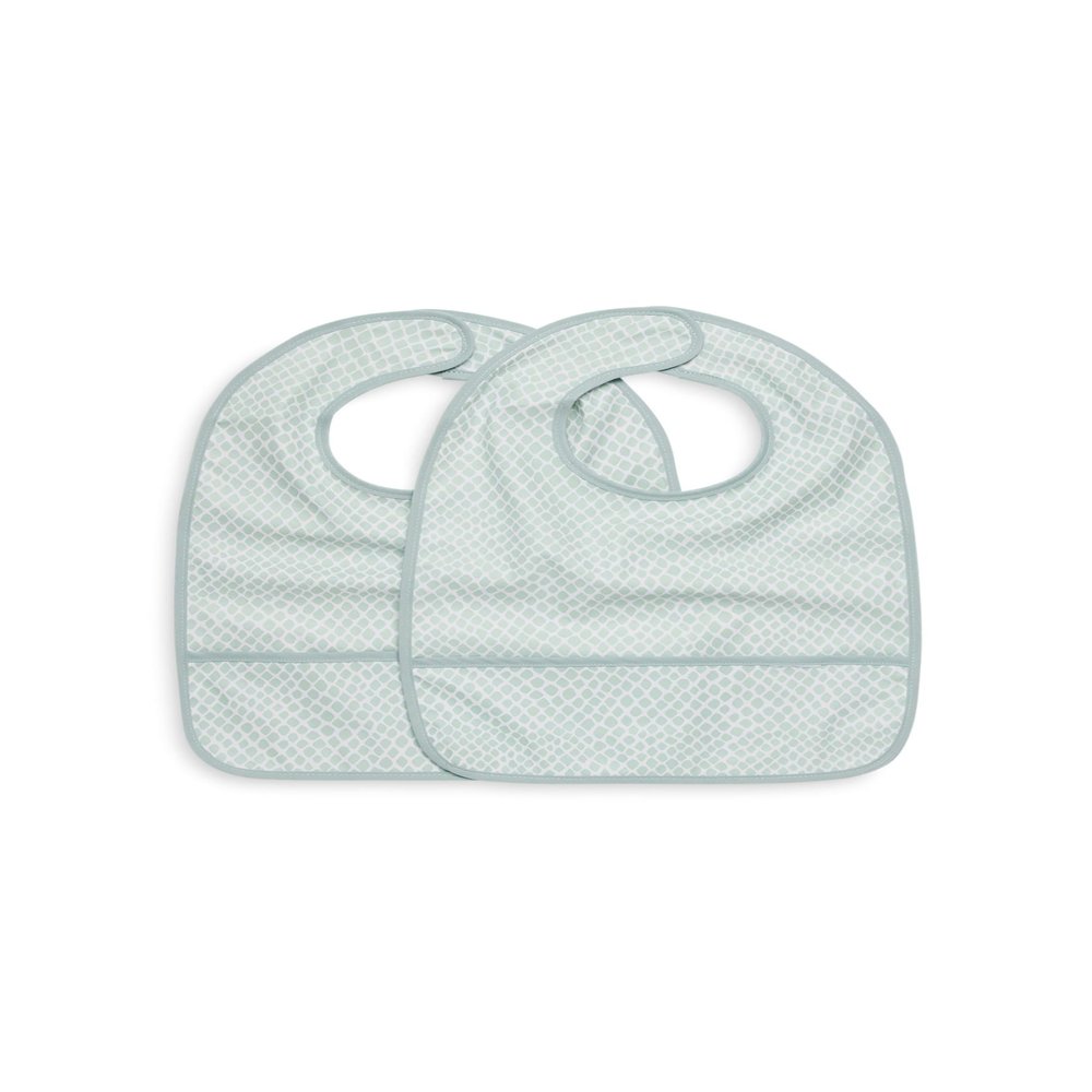 Jollein 029-864-65345 Waterproof Bibs, Snake Pattern, Mint/White, 2-Pack