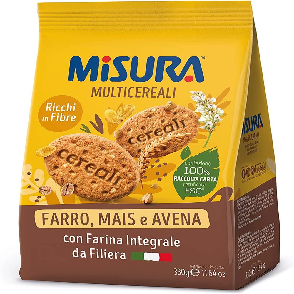 6x Misura Multigrain 6-Cereal Whole Wheat Cookies with Crunchy Grains, 330 g