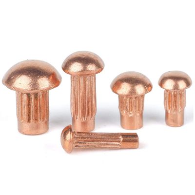 M2/M2.5/M3/M4 Copper Rivets, Knurled Solid Semi-Round Large-Head Rivets, 3 × 8 (20 Caps)