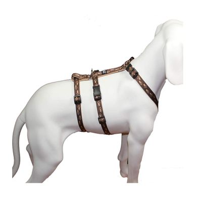 A. Hoffmann GmbH NoExit Escape-Proof Dog Harness, Panic Harness, Brown with Beige Paws, 70–90 cm Girth, 25 mm Width