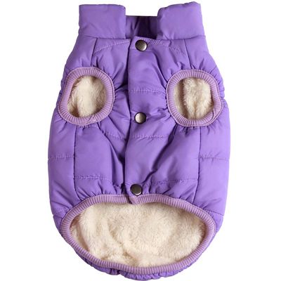 JoyDaog Dog Jacket for Winter and Cold Weather, 2-Layer Fleece, Warm, Soft, Windproof, for Small Dogs, Purple, XS