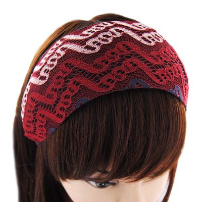 axy Wide Headband 8 cm Hairband Lace Fabric Lady Look HRST3 (Red/White)