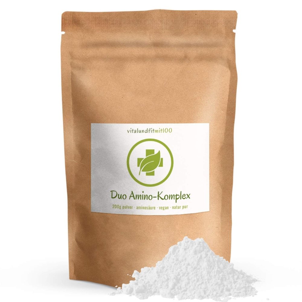 vitalundfitmit100 Duo Amino Complex: L-Arginine Base + L-Ornithine Powder, 200 g, Vegan