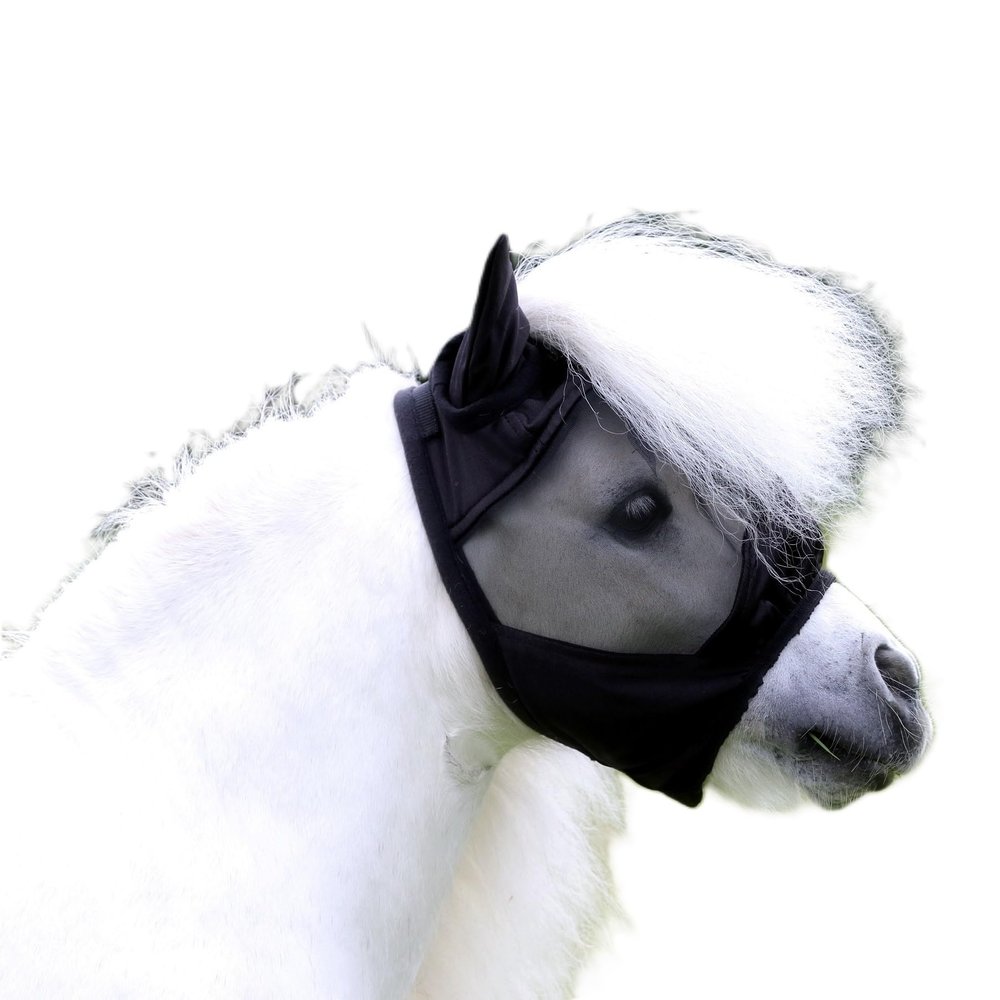 Lissy Fly Mask Without Nose Piece with Ears, Mini Shetty, Extra Eye Clearance, Black