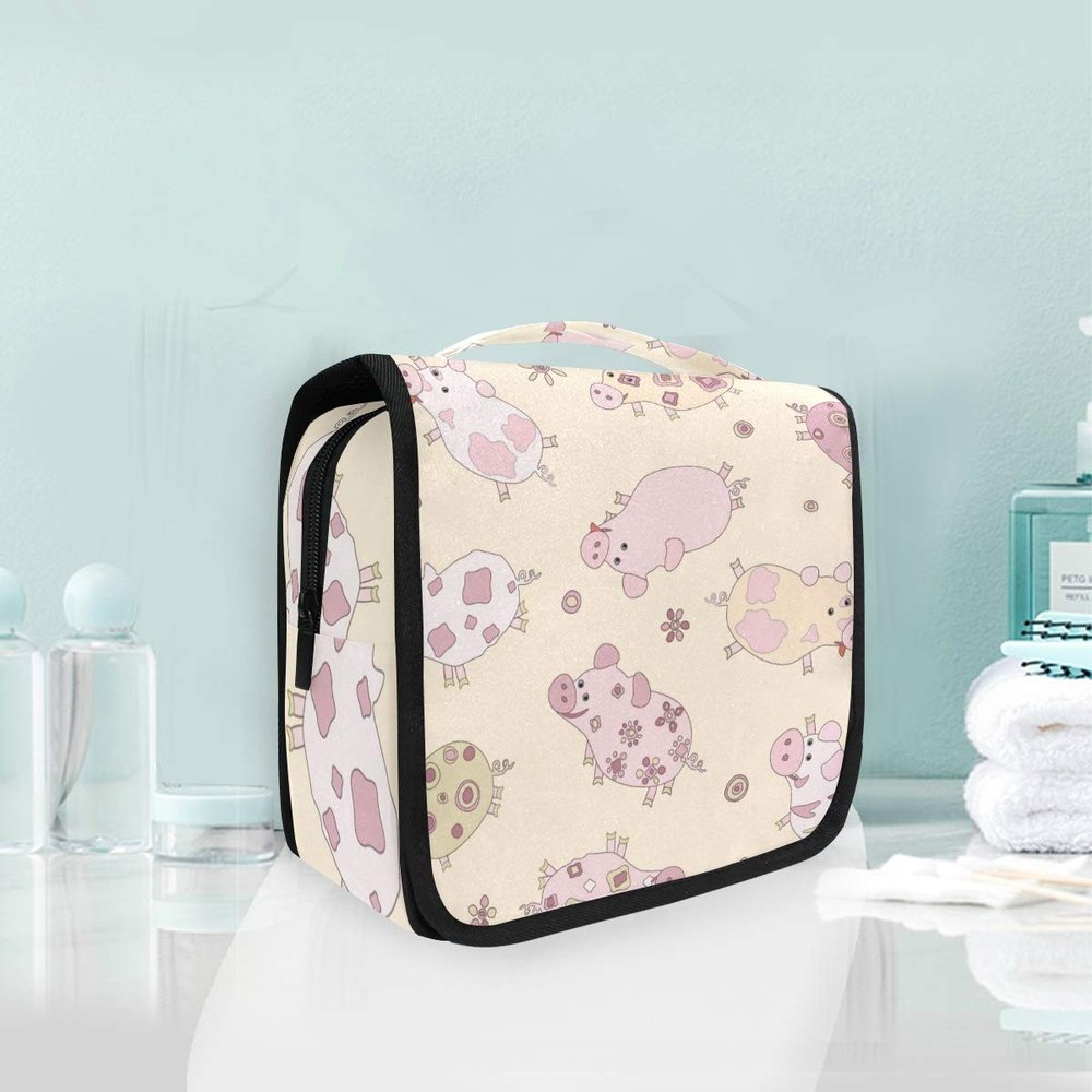 Se Piglet Pink Hanging Foldable Toiletry Bag for Girls and Women