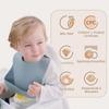 Moonkie Silicone Baby Bibs, BPA-Free, Waterproof, Soft, Durable, Adjustable, Light Blue/Light Pink view 2