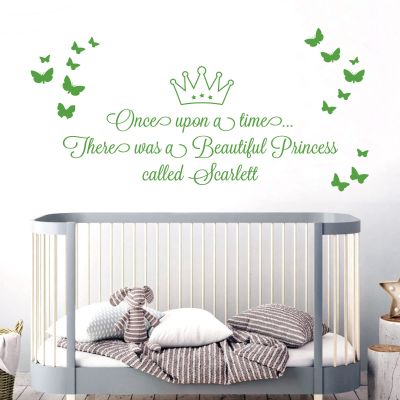 Once Upon a Time, There Was a Beautiful Princess [Girl's Name] Nursery Wall Sticker [Grass]