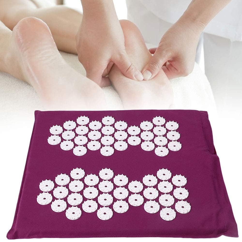 Brrnoo Acupressure Foot Mat and Shiatsu Massage Cushion Set, Purple