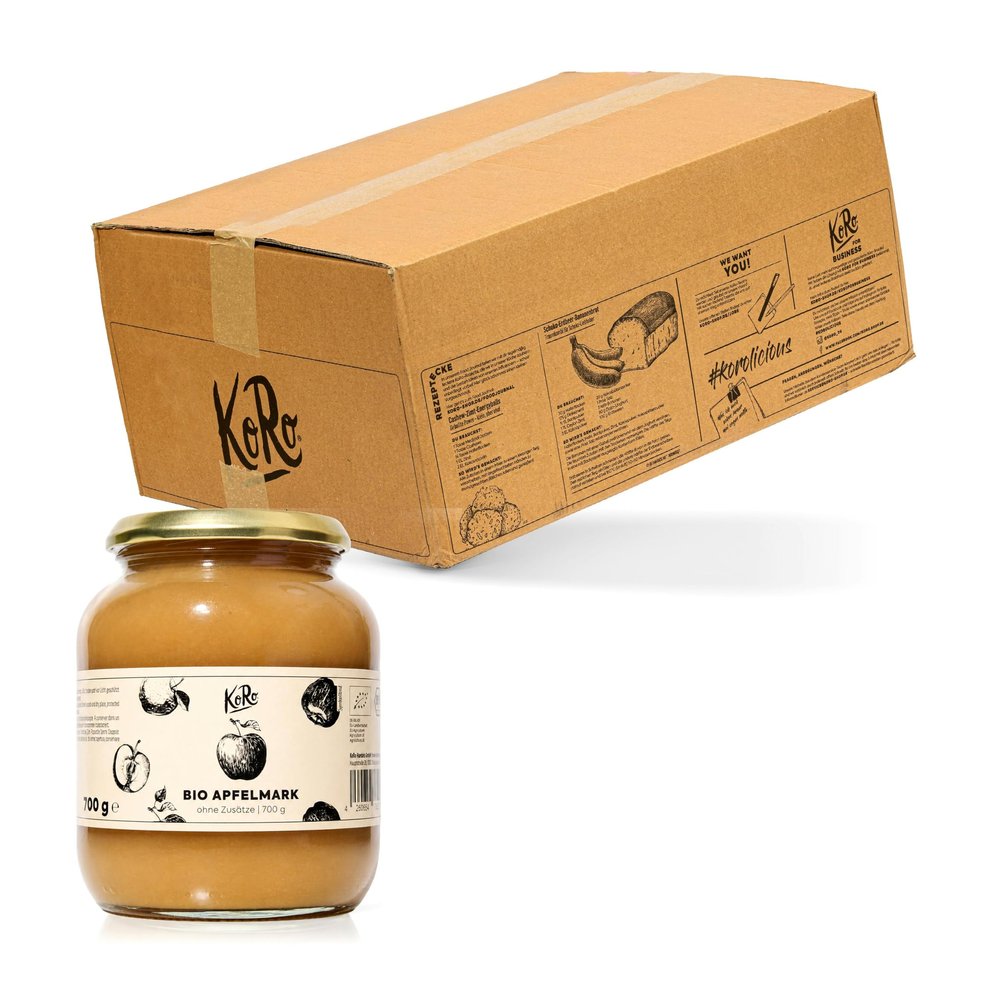 KoRo Organic Applesauce 6 x 700 g - 100% Fruit - No Added Sugar or Preservatives - From Certified Organic Farming