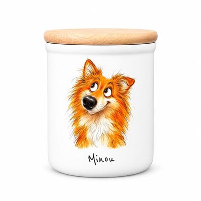 Cadouri Ceramic Dog Treat Jar “Pomeranian” with Name, 400 ml