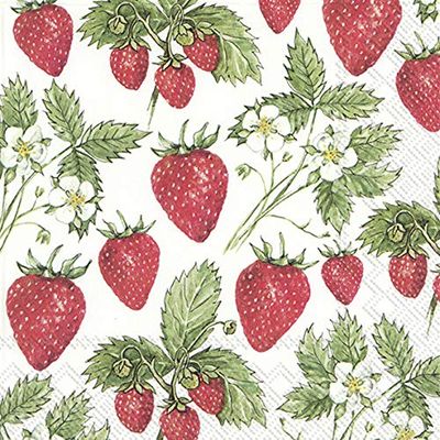 20 Napkins “Delicious,” Red Strawberries | Garden | Summer 33 x 33 cm
