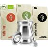 Organic Mate Tea Set: 3 Varieties, Double-Wall Stainless Steel Cup, Bombilla & Guide view 1