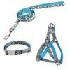 Pet Products Dog Collar Leash Set Leopard Adjustable Dog Leash Puppy Harness Durable Dog Accessories Cat Collar Strong (Color: Blue, Size: S) view 1