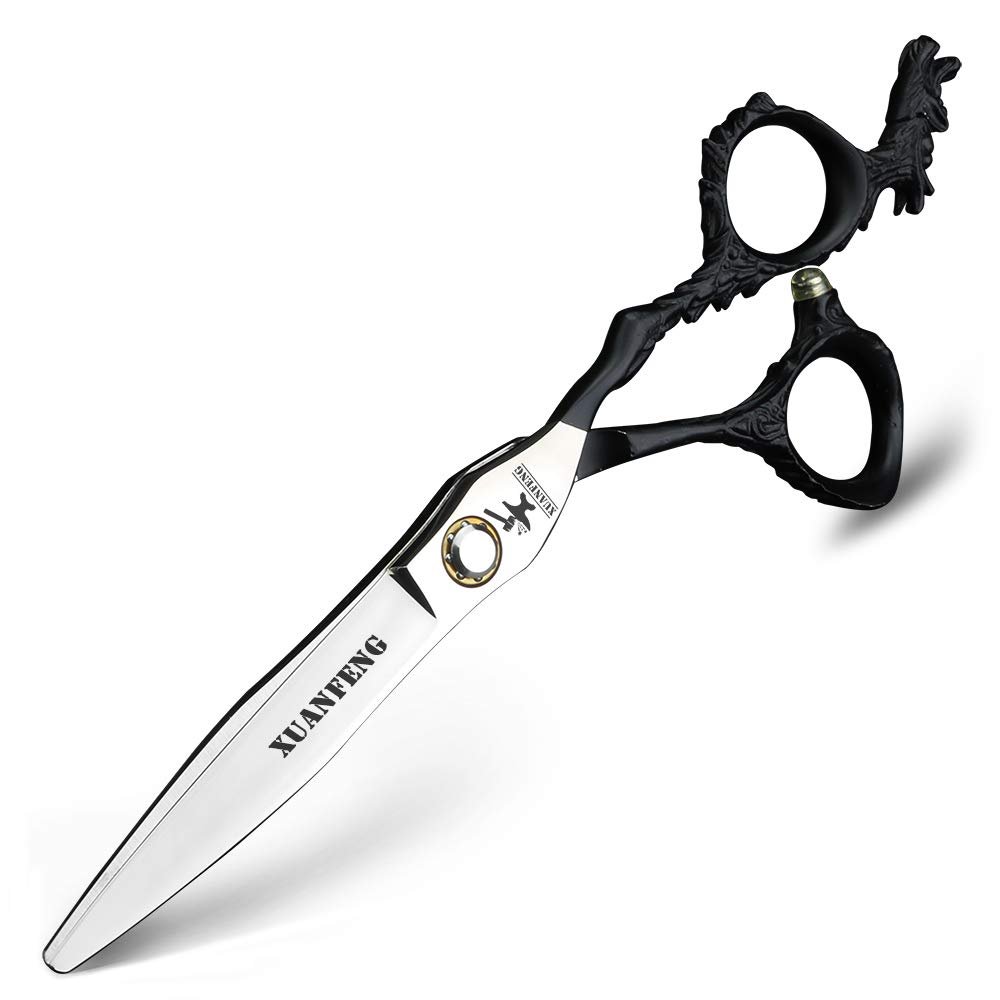 XUANFENG Japanese Hair Scissors Set, 6 in, with Ball-Bearing Screws, Black Dragon Handle