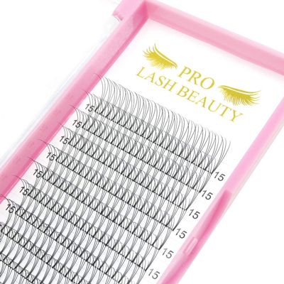 Premade 3D C-Curl Lash Fans, 0.07 mm, 13 mm, Short Stem