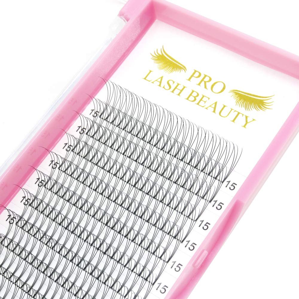 Premade 3D C-Curl Lash Fans, 0.07 mm, 13 mm, Short Stem