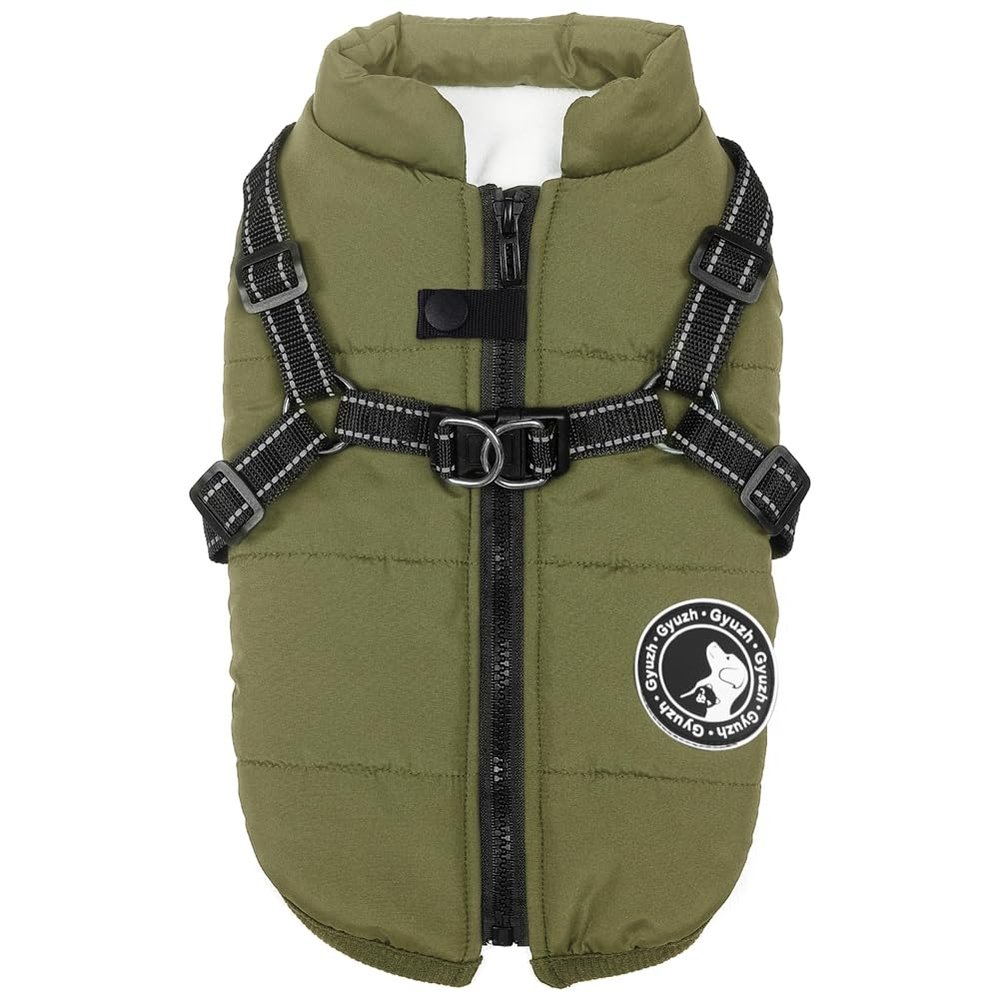 Gyuzh Waterproof Dog Coat with Harness, Winter Jacket