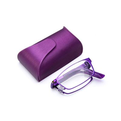 Foldable Reading Glasses for Women, Blue-Light Blocking, Semi-Rimless, Lightweight (Purple, +1.5)