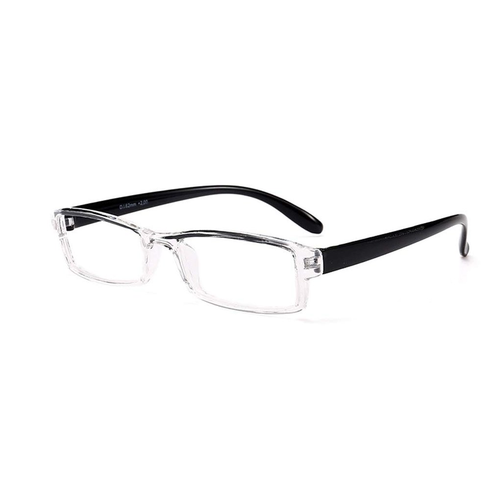Rectangular Resin Reading Glasses, AR Anti-Reflective, Blue-Light Blocking, Progressive Multifocal (Black, 2.5)