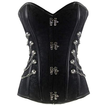 DISSA Women's Gothic Overbust Steel-Boned Corset, Black, Size 50