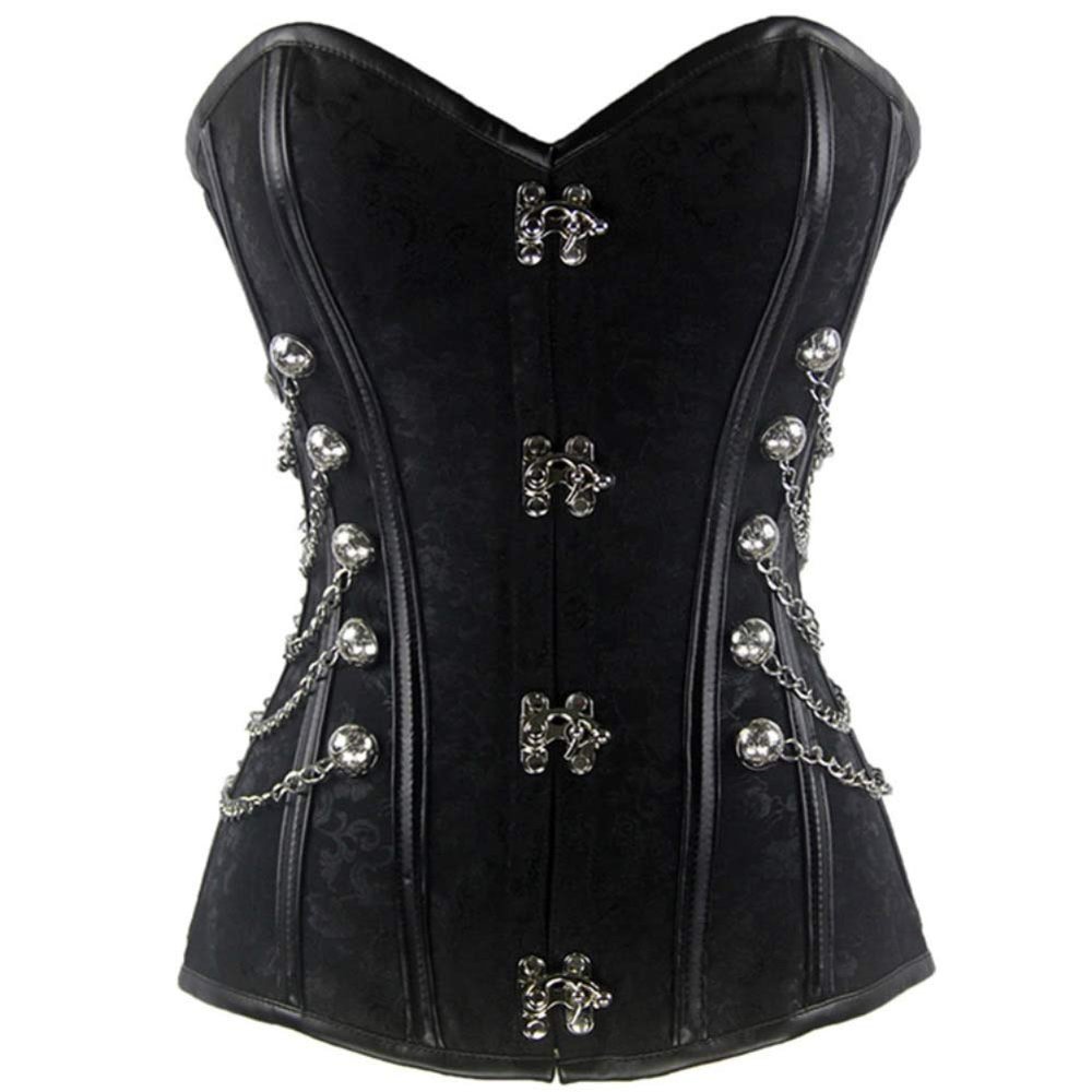 DISSA Women's Gothic Overbust Steel-Boned Corset, Black, Size 50