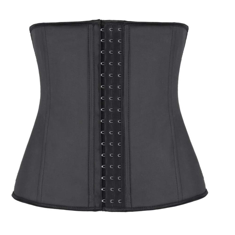 DISSA Women's Waist Trainer Corset, Steel-Boned Rubber, Black, 44