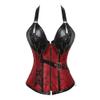E-girl Women's Overbust Corset, Faux Leather, Steel Boning, Red, Size 50 view 1