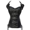 E-girl Women's Overbust Faux Leather Corset with Plastic Stays, Black, Size 44 view 1