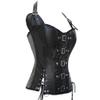 E-girl Women's Overbust Faux Leather Corset with Plastic Stays, Black, Size 44 view 2