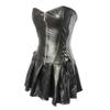 E-girl Women's Faux Leather Corset Dress with Plastic Boning, Black, Size 52 view 1