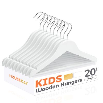 House Day White Wooden Children's Hangers, 20-Pack