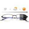 MANG Photochromic Reading Glasses for Men, Semi-Rimless Progressive Multifocal Readers with Blue-Light Filter, Unisex Sunglasses, Rectangular Frame, Anti-Fatigue view 1